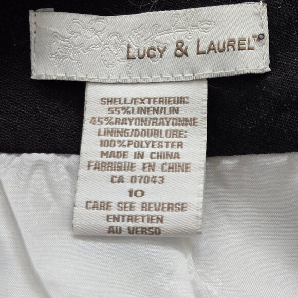 A Line Linen Skirt with large floral print Size 10 - Picture 4 of 4